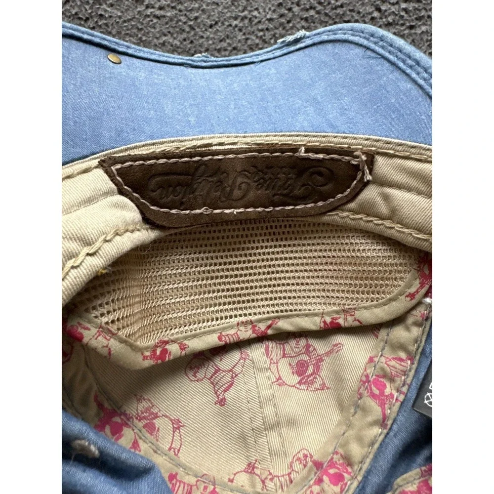 Vintage‎ True Religion Patched Denim Adjustable Strap Cap Blue Mens One Size